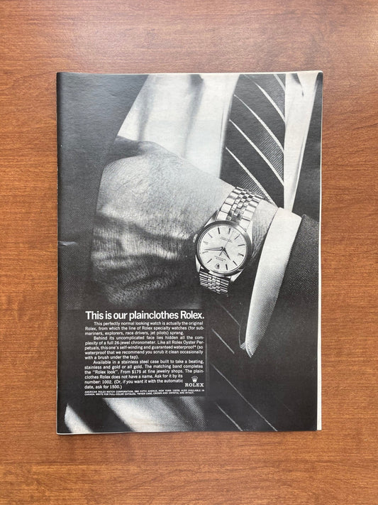 1966 Rolex Oyster Perpetual "This is our plainclothes Rolex" Advertisement