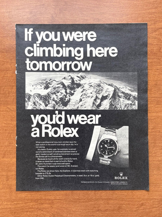 1968 Rolex Explorer Ref. 1016 "If you were climbing..." Advertisement