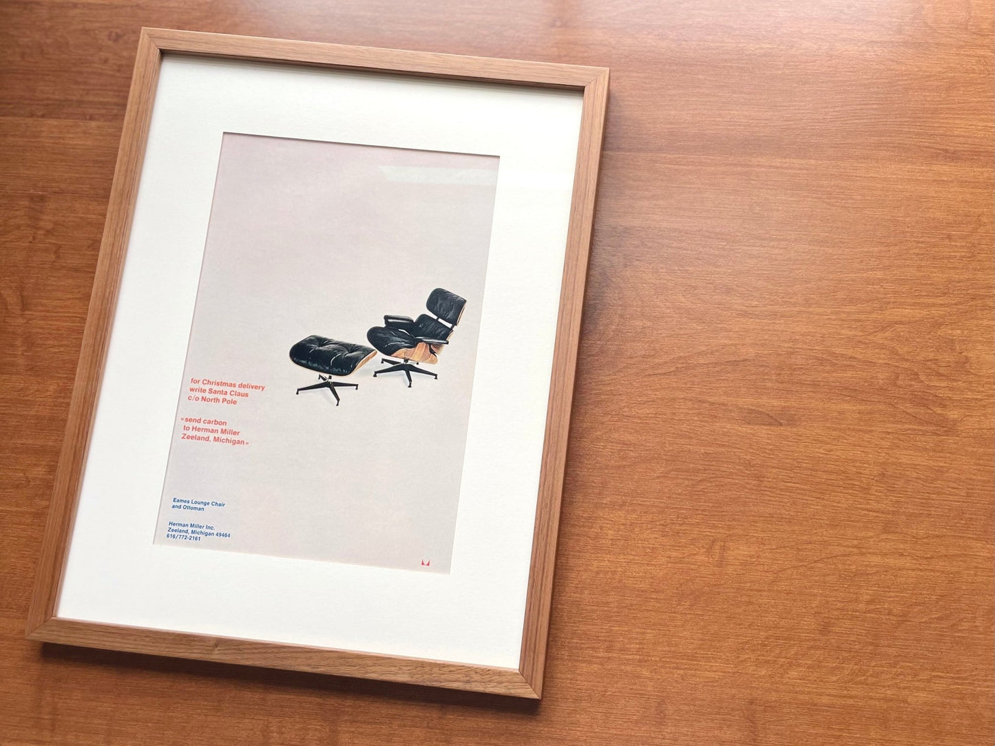 1969 Herman Miller Eames Lounge Chair and Ottoman Advertisement in Wood Walnut Frame