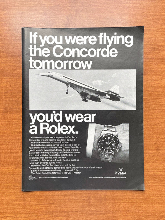 1969 Rolex GMT Master Ref. 1675 "If you were flying the Concorde..." Advertisement (steel)