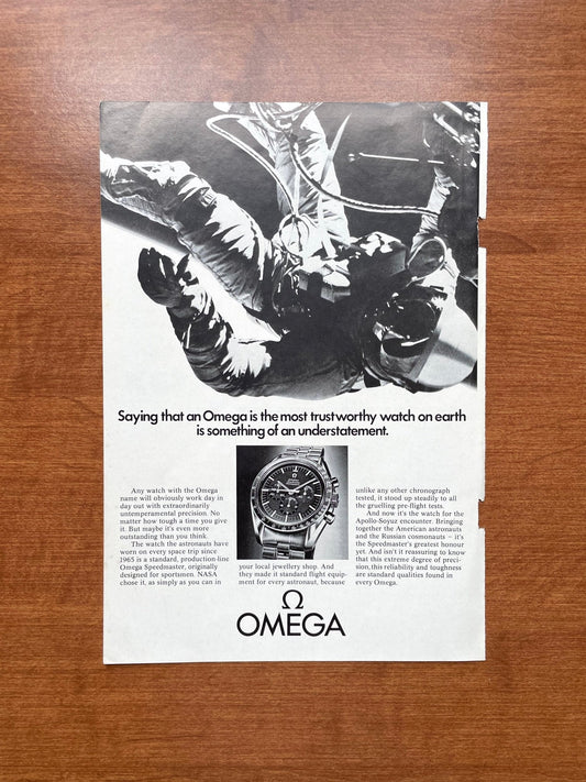 1975 Omega Speedmaster "trustworthy watch" Advertisement