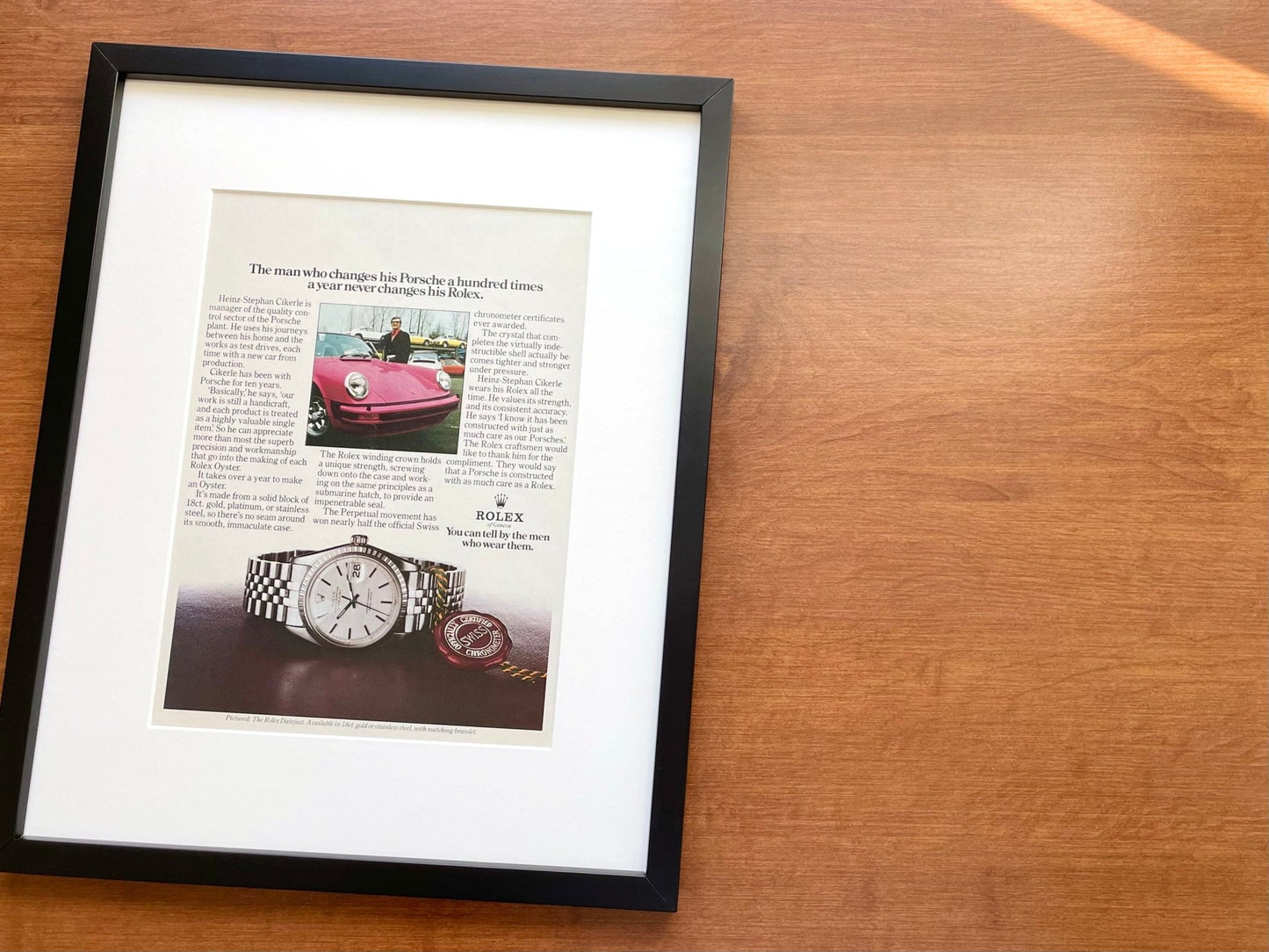 1975 Rolex Datejust Ref. 1603 with Porsche 911 in Black Wood Frame