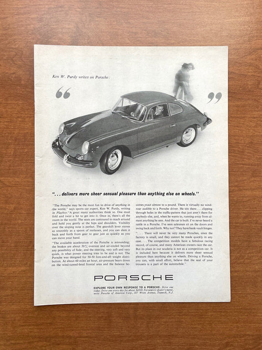 1963 Porsche "more sheer sensual pleasure..." Advertisement
