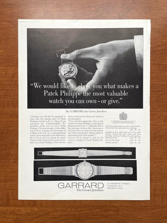 1966 "What Makes a Patek Philippe the most valuable..." Advertisement