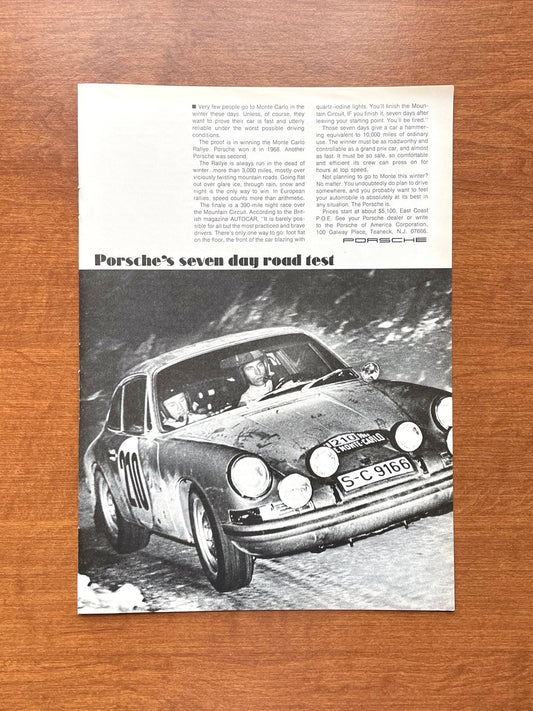 1968 Porsche 911 "Seven day road test" Advertisement