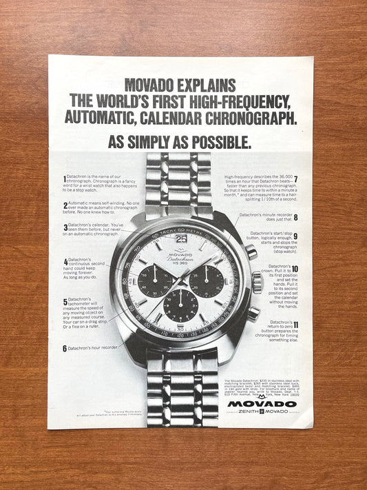 1969 Movado Datachron Chronograph Advertisement
