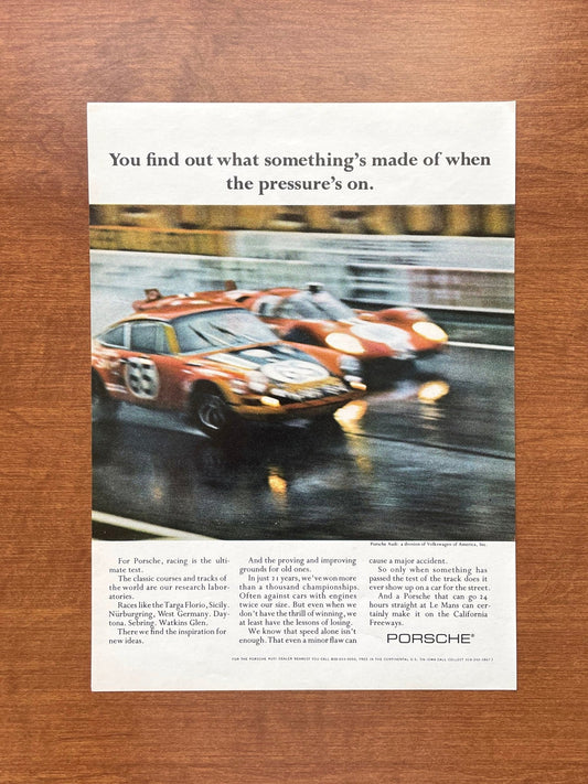 1970 Porsche "when the pressure's on." Advertisement