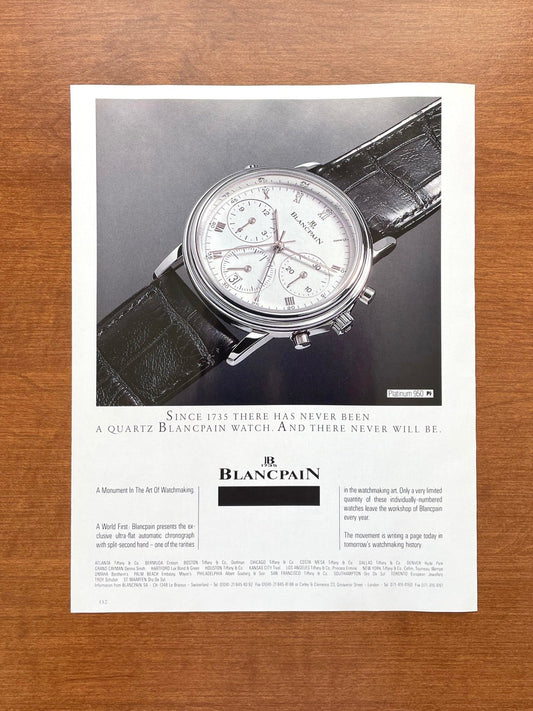 1990 Blancpain Chronograph with Split-Second Platinum Advertisement
