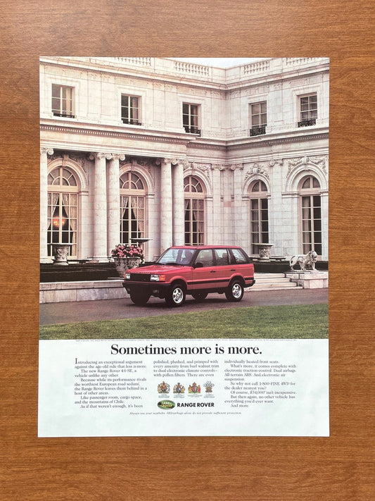 1995 Range Rover 4.0 SE "more is more." Advertisement