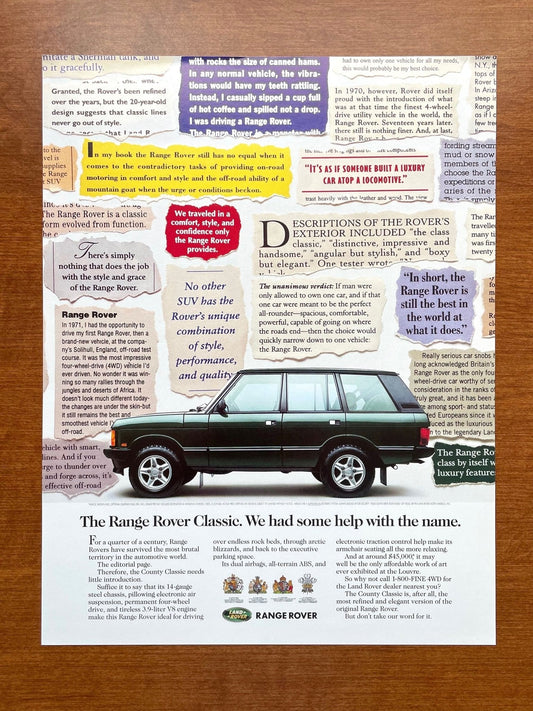 Range Rover "We had some help with the name." Ad Proof