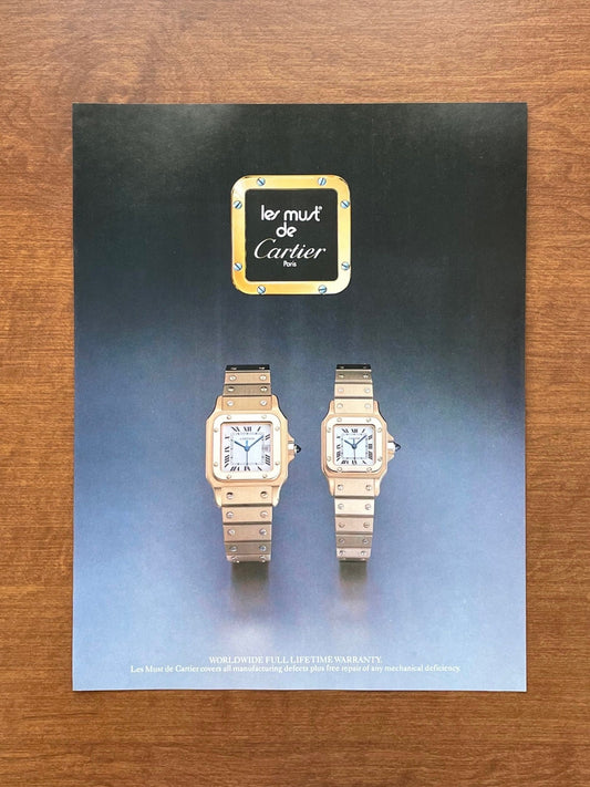 Vintage Cartier Santos Watches in Gold Advertisement