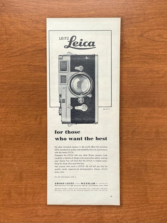 Vintage Leica "for those who want the best" Advertisement