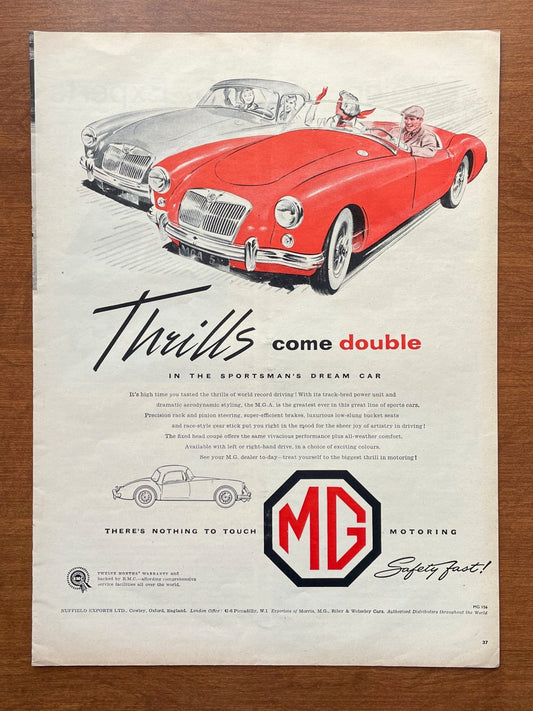 Vintage MG "Thrills Come Double..." Advertisement