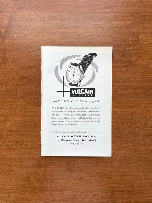 Vintage Vulcain Cricket Advertisement