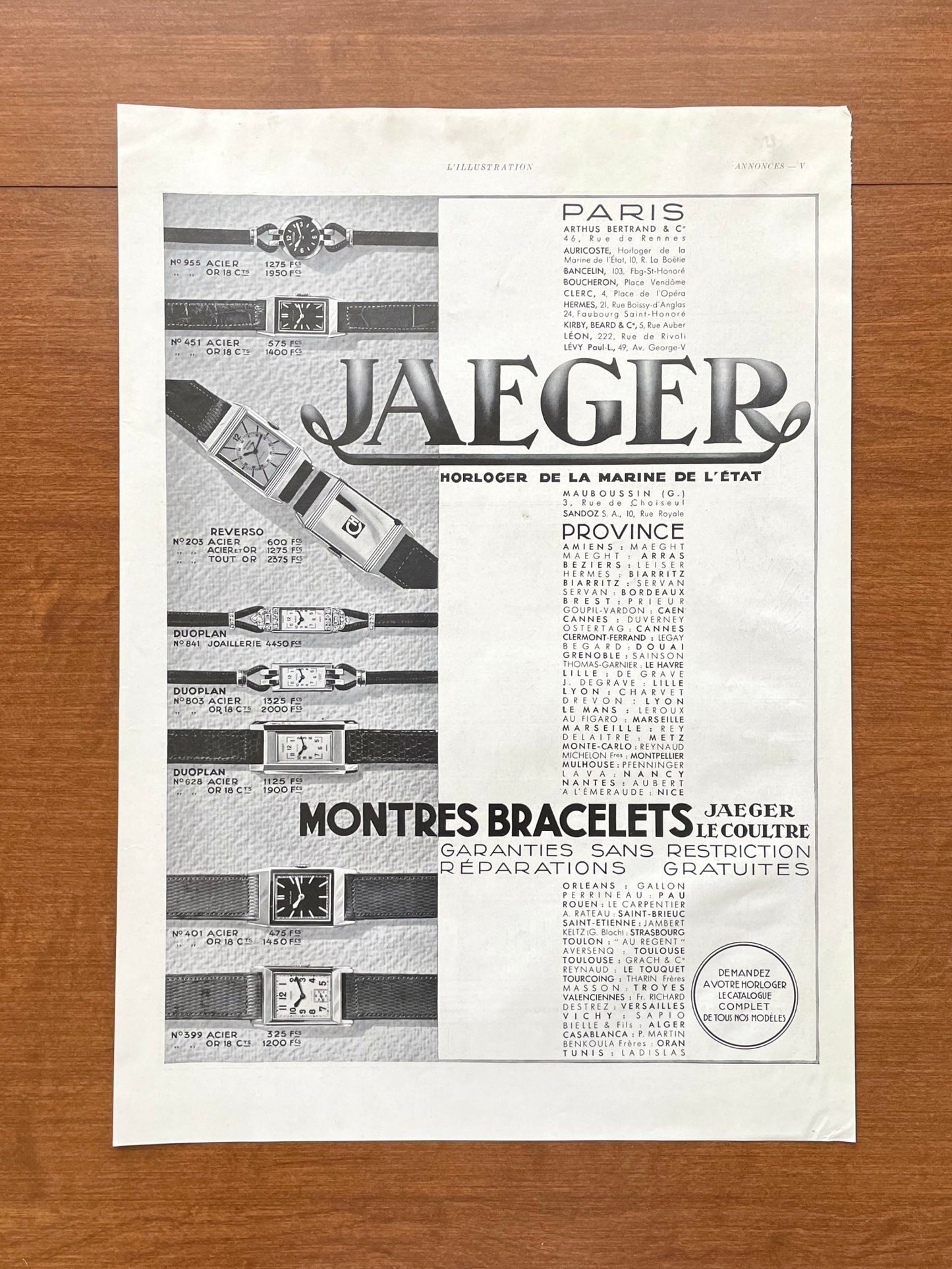 1934 Jaeger LeCoultre w/ Reverso Advertisement