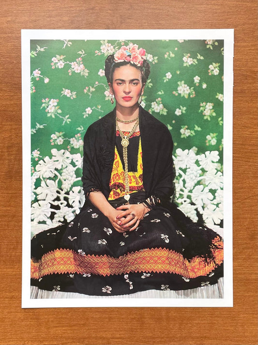 1939 Frida Kahlo on Bench by Nickolas Muray Original Magazine Page Image