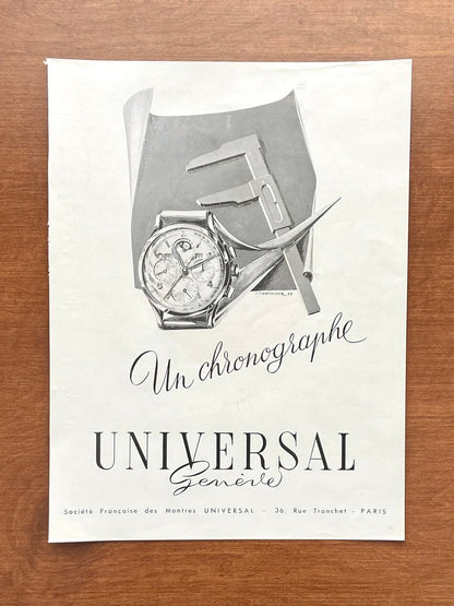 1940s Universal Geneve Tri Compax "Un chronographe" Advertisement