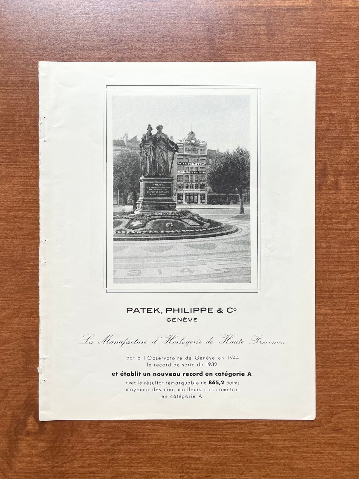 1945 Patek Philippe Building in Geneva Advertisement in French