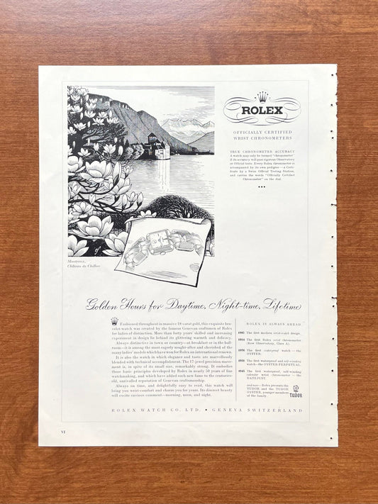 1948 Rolex "Golden Hours" Eric Fraser Art Advertisement