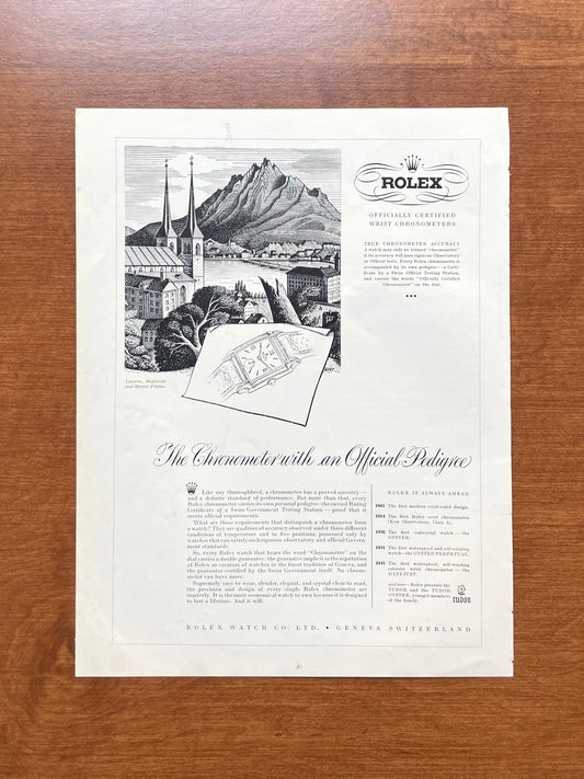 1948 Rolex "Official Pedigree" Eric Fraser Art Advertisement