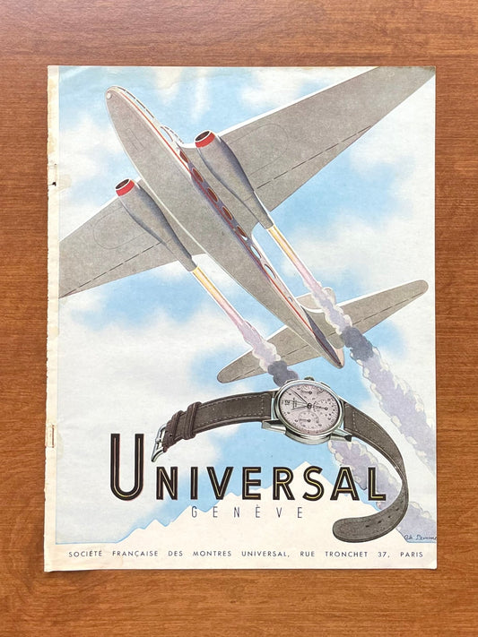1948 Universal Geneve Compax with Airplane Advertisement