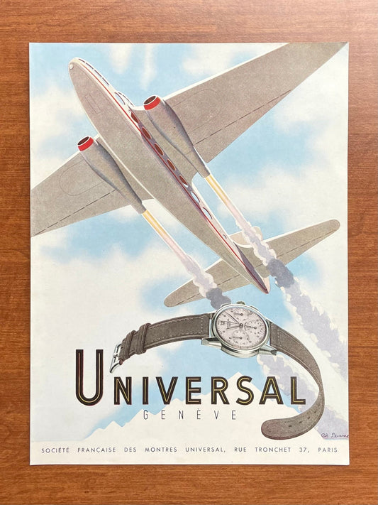 1948 Universal Geneve Compax with Airplane Advertisement