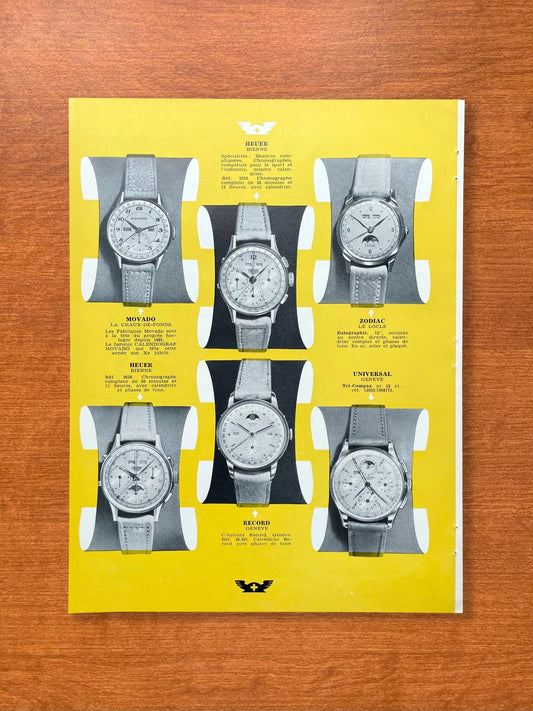 1949 Universal Geneve, Heuer, Movado, Zodiac Original "Catalog" Page
