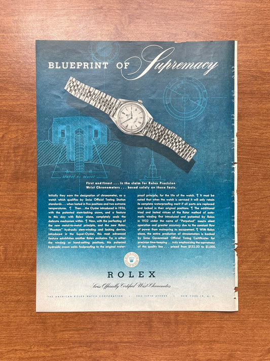 1951 Rolex Datejust "Blueprint of Supremacy" Advertisement