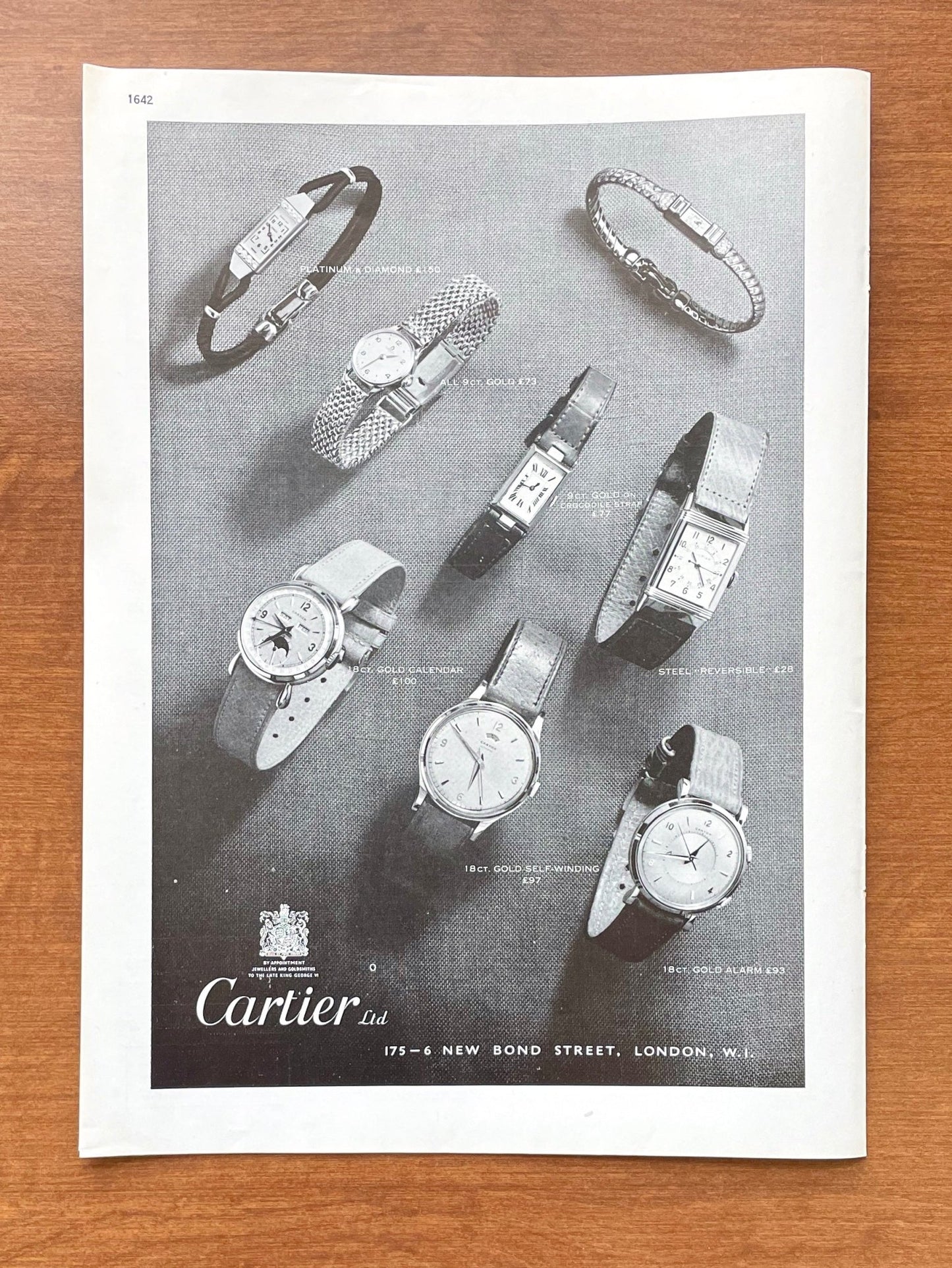 1952 Cartier Watches "New Bond Street" Advertisement