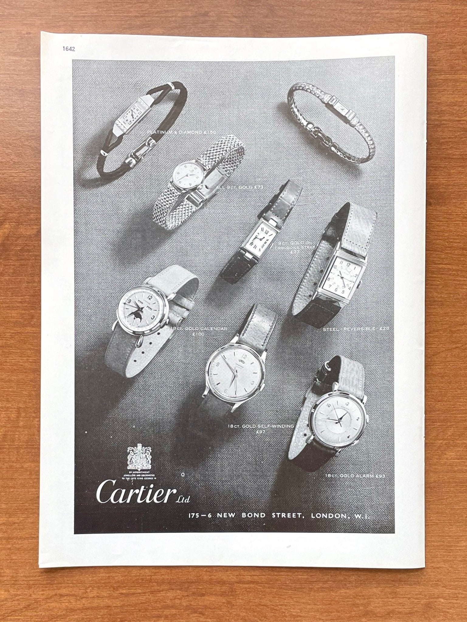 1952 Cartier Watches "New Bond Street" Advertisement