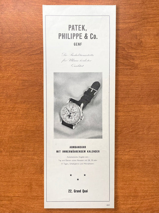 1952 Patek Philippe Perpetual Calendar Ref. 1518 Advertisement in German