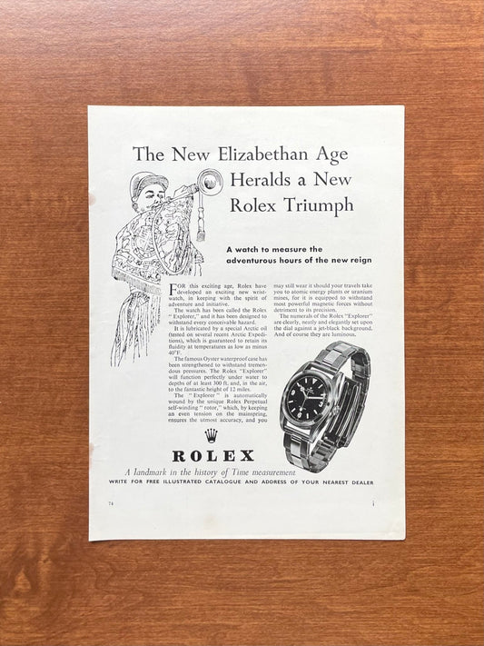 1953 Rolex Explorer Ref. 6150 "A New Rolex Triumph" Advertisement