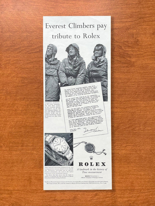 1954 Rolex Oyster Perpetual "Everest Climbers" Advertisement