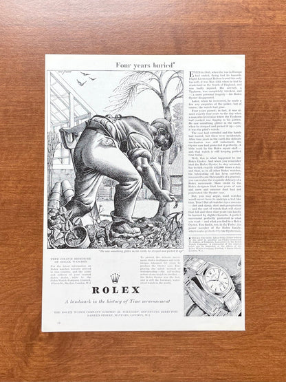 1954 Rolex Oyster Perpetual "Four years buried" Eric Fraser Art Advertisement
