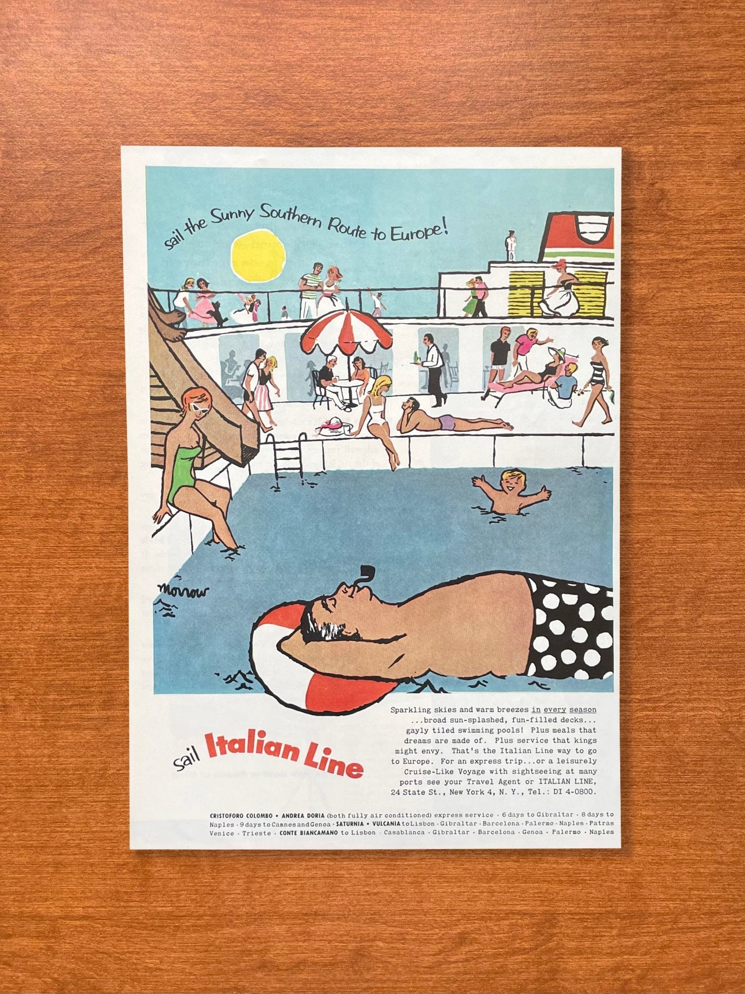 1956 Italian Line Travel Advertisement