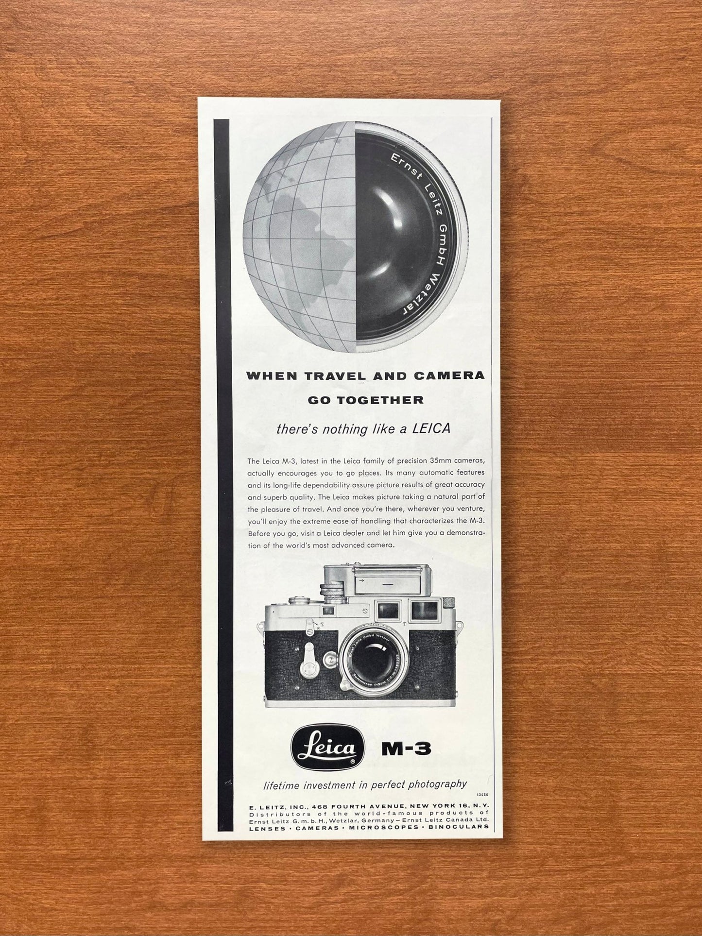 1956 Leica M - 3 "Travel and Camera go together" Advertisement