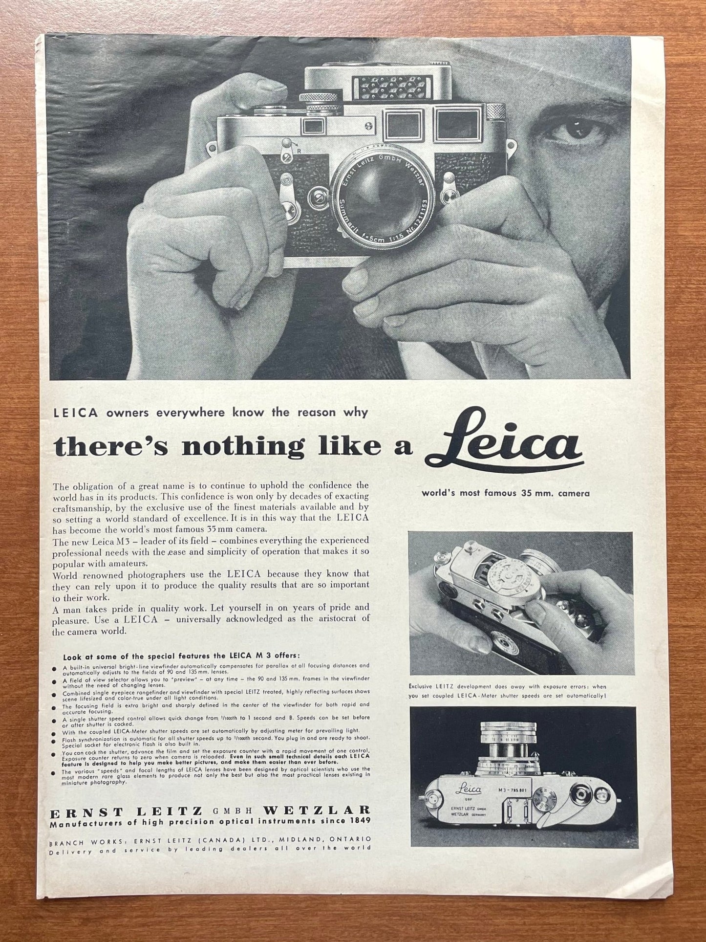 1956 "there's nothing like a Leica" M3 Advertisement