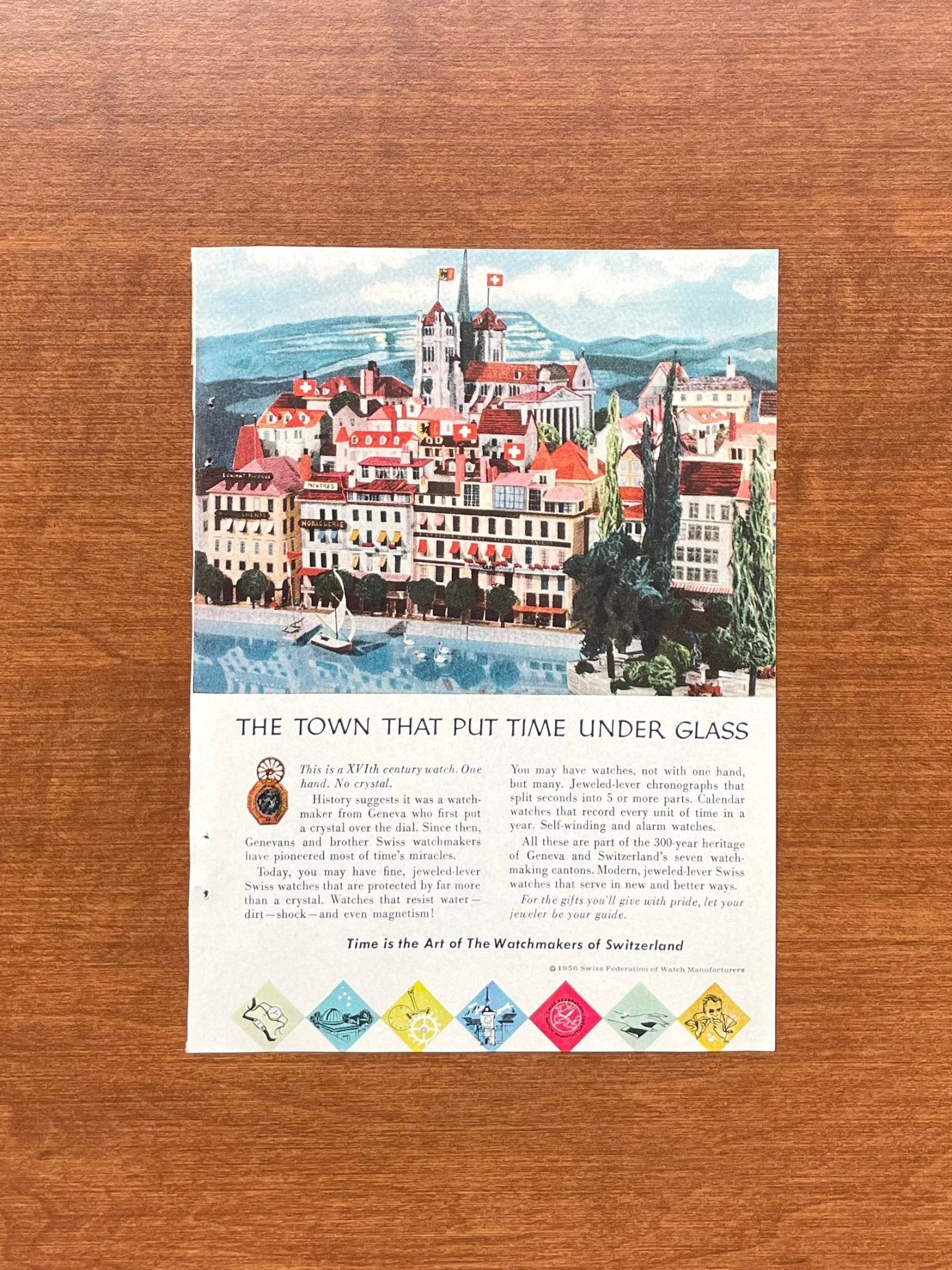 1956 Watchmakers of Switzerland feat. Geneva Advertisement