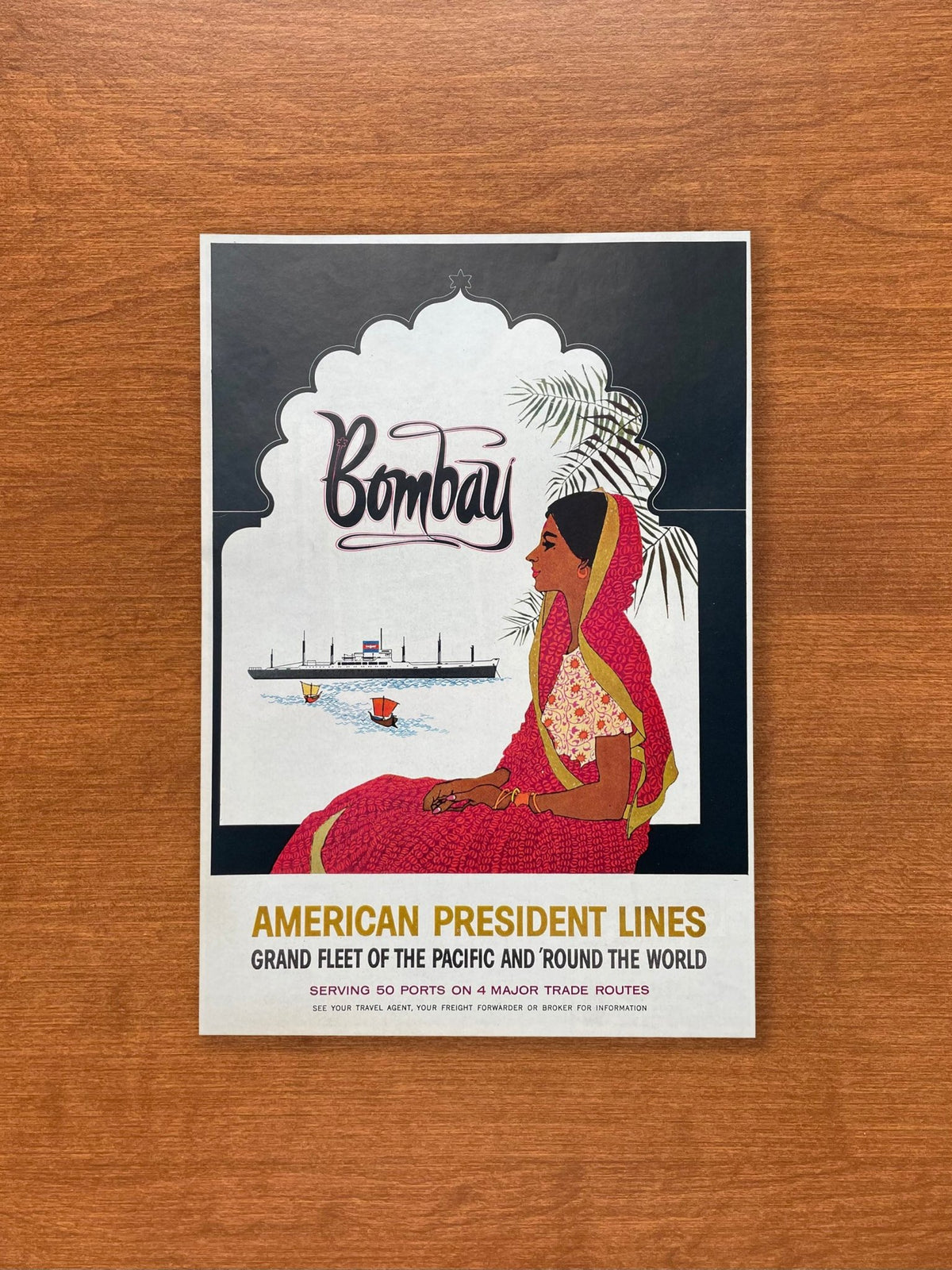 1957 American President Lines Bombay Travel Advertisement