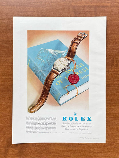 1957 Rolex Oyster Perpetual Ref 6564 feat. "Ascent of Everest" book Advertisement