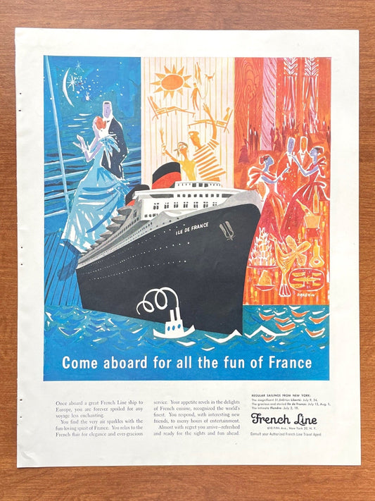 1958 French Line "Come Aboard" Advertisement