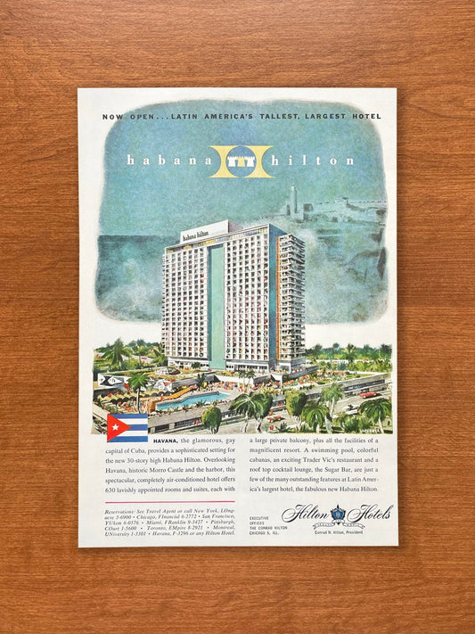1958 Hilton Hotel Havana, Cuba Advertisement
