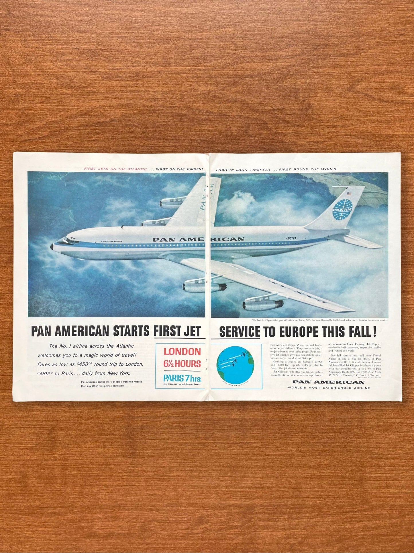 1958 Pan American Airlines London and Paris Advertisement