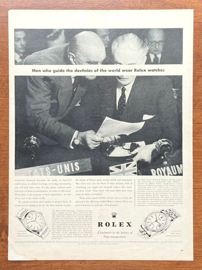 1958 Rolex Datejust "Men who guide the destinies of the world..." Advertisement