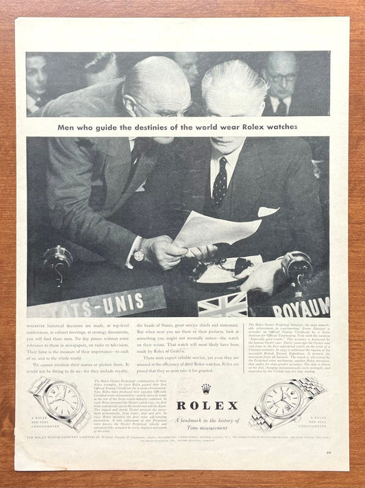 1958 Rolex Datejust "Men who guide the destinies of the world..." Advertisement