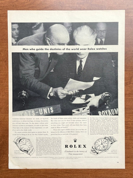 1958 Rolex Datejust "Men who guide the destinies of the world..." Advertisement