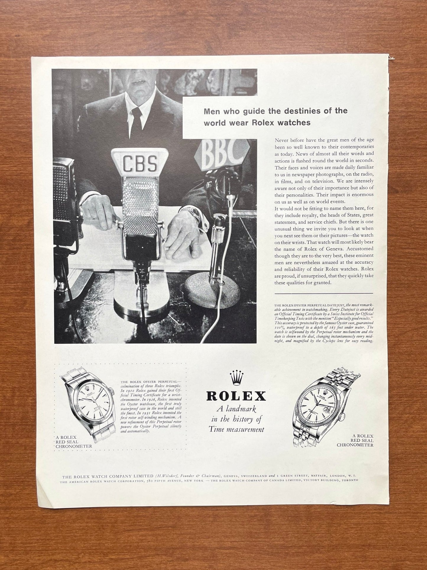 1959 Rolex Datejust "Men who guide the destinies..." feat. CBS Advertisement