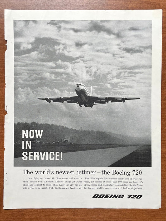 1960 Boeing 720 "Now in Service" Advertisement