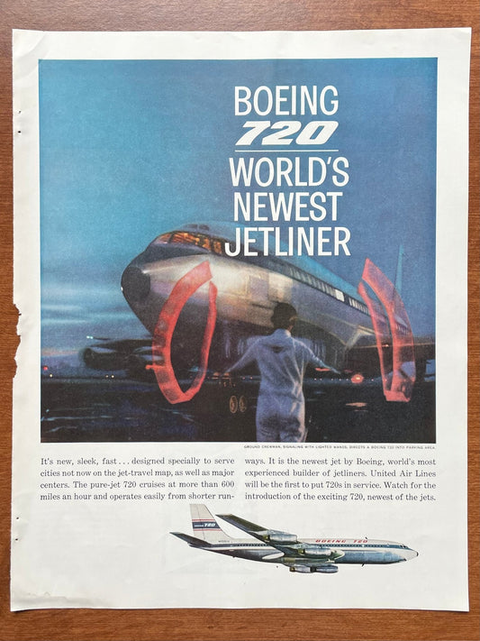 1960 Boeing 720 "World's Newest Jetliner" Advertisement
