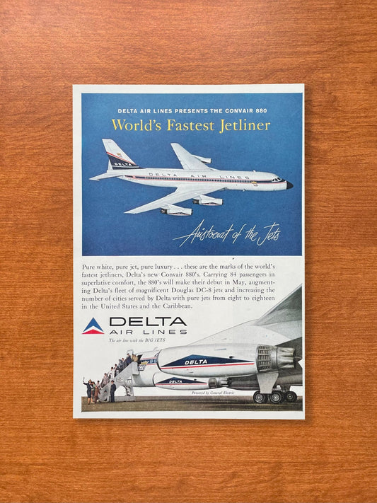 1960 Delta Air Lines Convair 880 "World's Fastest Jetliner" Advertisement